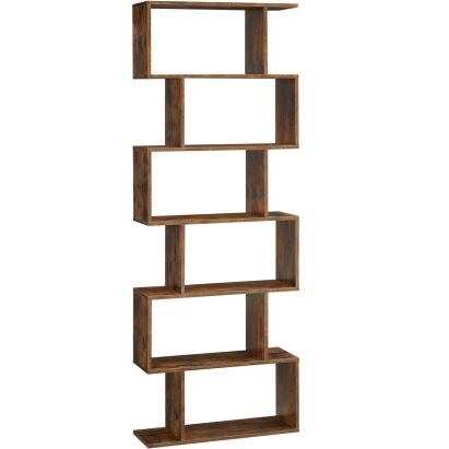VASAGLE Biblioteca, raft cu 6 unitati de depozitare, pentru living, din lemn, 24x190x70cm, maro rustic Household NewTrend