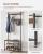 VASAGLE Cuier pentru haine cu banc de depozitare a pantofilor, cadru din otel, 32x70x177cm, industrial, maro rustic si negru Household NewTrend