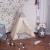 Cort copii Sersimo stil indian Teepee Tent cu fereastra, covoras gros si 2 perne, alb gri monocrom Household NewTrend