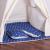 Cort copii Sersimo stil indian Teepee Tent cu fereastra, covoras gros si 2 perne, alb albastru inchis cu stelute Household NewTrend