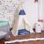 Cort copii Sersimo stil indian Teepee Tent cu fereastra, covoras gros si 2 perne, alb albastru inchis cu stelute Household NewTrend