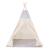Cort copii Sersimo stil indian Teepee Tent cu fereastra, covoras gros si 2 perne, alb gri cu norisori Household NewTrend