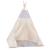 Cort copii Sersimo stil indian Teepee Tent cu fereastra, covoras gros si 2 perne, alb gri cu norisori Household NewTrend