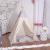 Cort copii Sersimo stil indian Teepee Tent cu fereastra, covoras gros si 2 perne, alb gri cu norisori Household NewTrend