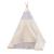 Cort copii Sersimo stil indian Teepee Tent cu fereastra, covoras gros si 2 perne, alb gri cu norisori Household NewTrend