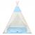 Cort copii Sersimo stil indian Teepee Tent cu fereastra, covoras gros si 2 perne, alb albastru Household NewTrend