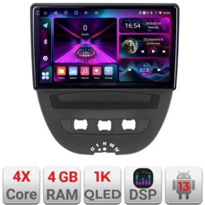 Navigatie Citroen C1 Peugeot 107 Toyota Aygo 2005-2014 Android radio gps internet 4+64 InCell Display 1K KIT-C1+EDT-E210-RK CarStore Technology