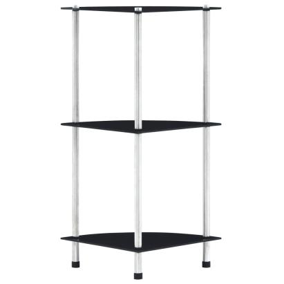 Raft cu 3 niveluri, negru, 30 x 30 x 67 cm, sticlă securizată GartenMobel Dekor