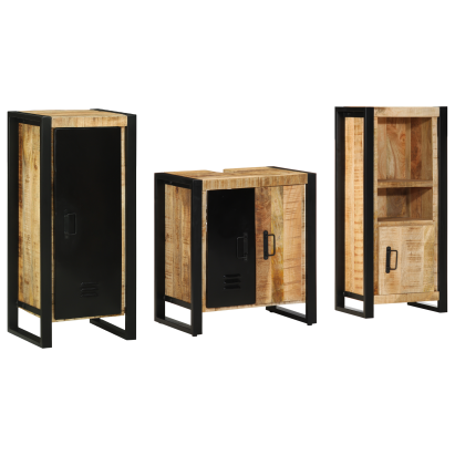 Set de mobilier pentru baie 3 pcs Maro Lemn de mango solid GartenMobel Dekor