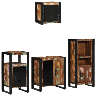 Set de mobilier pentru baie cu raft 4 pcs Lemn recuperat solid GartenMobel Dekor