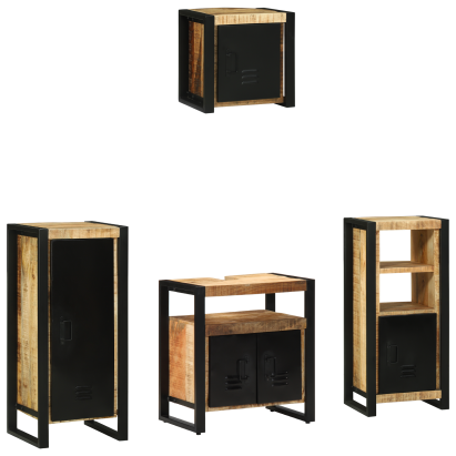 Set de mobilier pentru baie 4 pcs Maro Lemn de mango solid GartenMobel Dekor
