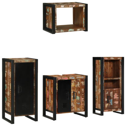 Set de mobilier pentru baie cu raft 4 pcs Lemn recuperat solid GartenMobel Dekor