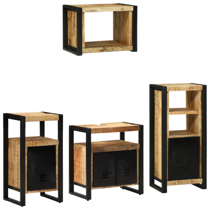 Set de mobilier pentru baie 4 pcs Maro Lemn de mango solid GartenMobel Dekor