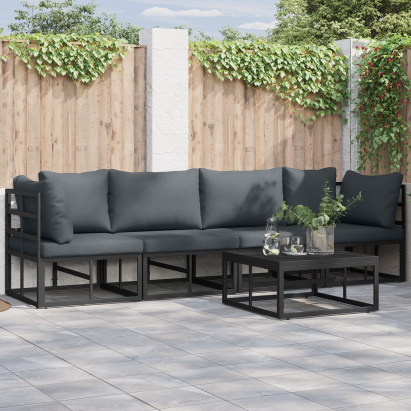 Set de canapele pentru grădină 5 pcs Negru 70 x 70 x 32 cm GartenMobel Dekor