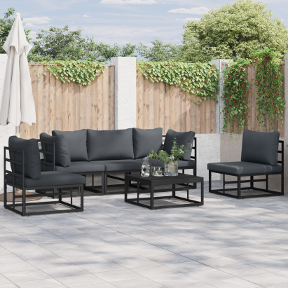 Set de canapele pentru grădină 6 pcs Negru 70 x 70 x 32 cm GartenMobel Dekor