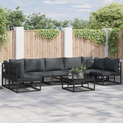 Set de canapele pentru grădină 7 pcs Negru 353 x 141.5 x 71 cm GartenMobel Dekor