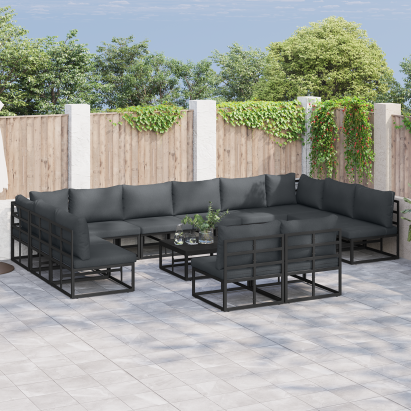 Set de canapele pentru grădină 13 pcs Negru 70 x 70 x 32 cm GartenMobel Dekor