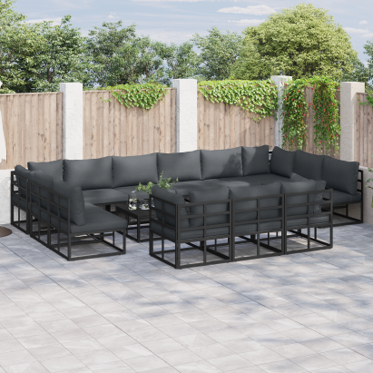 Set de canapele pentru grădină 13 pcs Negru 423 x 211.5 x 71 cm GartenMobel Dekor