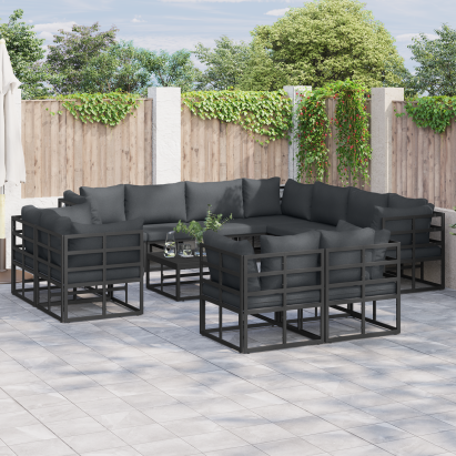 Set de canapele pentru grădină 11 pcs Negru 283 x 283 x 71 cm GartenMobel Dekor