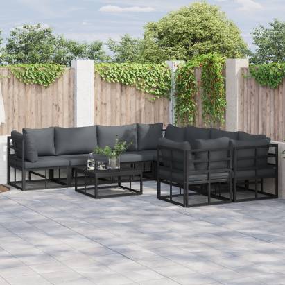 Set de canapele pentru grădină 8 pcs Negru 283 x 283 x 71 cm GartenMobel Dekor