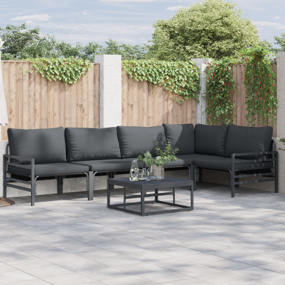 Set de canapele pentru grădină 6 pcs Antracit Oțel GartenMobel Dekor