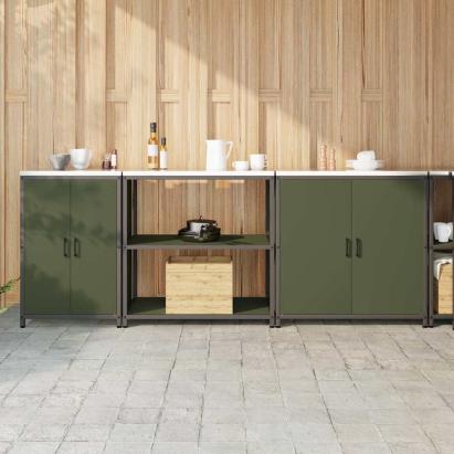 Set de Depozitare pentru Bucătărie cu raft Altele 3 pcs Verde măsliniu GartenMobel Dekor