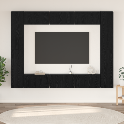 Set comodă TV 10 pcs Stejar negru Mediu 30.5 x 30 x 90 cm GartenMobel Dekor