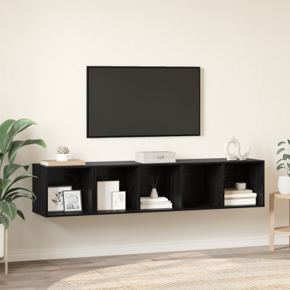 Set dulap TV 2 pcs Stejar negru 37 x 37 x 142.5 cm GartenMobel Dekor