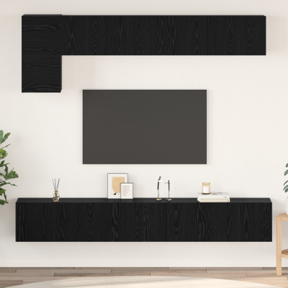 Set comodă TV 5 pcs Stejar negru 100 x 30 x 30 cm Lemn compozit GartenMobel Dekor