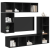 Set comodă TV cu depozitare 4 pcs Stejar negru Lemn compozit GartenMobel Dekor