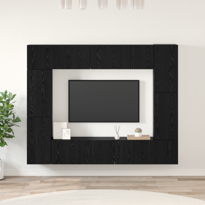 Set comodă TV cu raft 8 pcs Stejar negru 80 x 30 x 30.5 cm GartenMobel Dekor