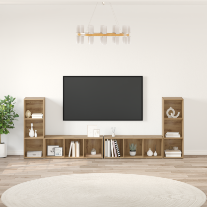 Cabinet TV cu raft 4 pcs Stejar artisanal 37 x 35 x 107.5 cm GartenMobel Dekor