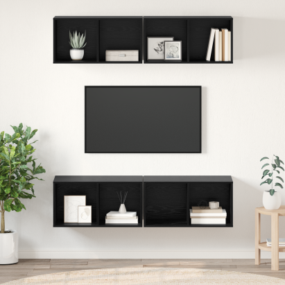 Dulap pentru TV pe Perete 4 pcs Stejar negru 37 x 37 x 72 cm GartenMobel Dekor