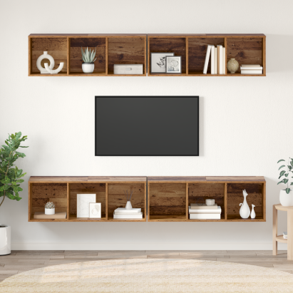 Dulap pentru TV pe Perete 4 pcs Lemn vechi 37 x 37 x 107.5 cm GartenMobel Dekor