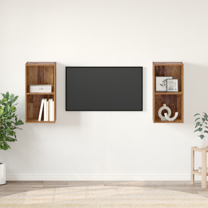 Dulap pentru TV pe Perete 2 pcs Lemn vechi 37 x 37 x 72 cm GartenMobel Dekor