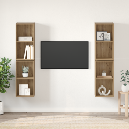 Dulap pentru TV pe Perete cu raft cu depozitare 4 pcs Stejar artisanal GartenMobel Dekor