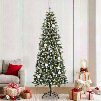 Brad de Crăciun with Decorative String Lights Verde 210 cm PVC GartenMobel Dekor