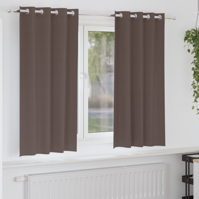 Perdele cu perdele 2 pcs Maro închis 175 x 140 cm Poliester GartenMobel Dekor