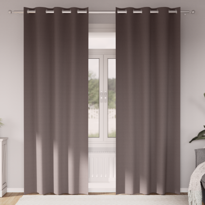 Perdele cu perdele 2 pcs Maro închis 245 x 140 cm Poliester GartenMobel Dekor