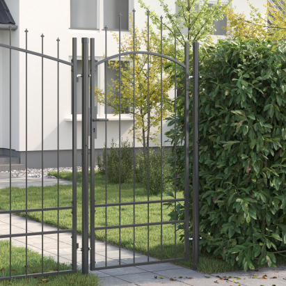 Poartă de grădină cu blocare Gri 200 x 100 cm 100 x 200 cm Oțel GartenMobel Dekor