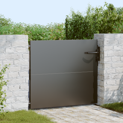 Poartă de grădină Negru 105 x 100 cm Oțel vopsit în pulbere GartenMobel Dekor