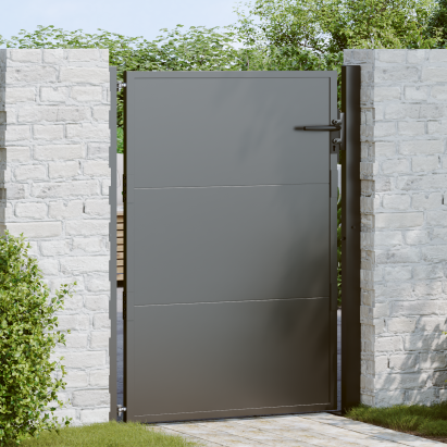Poartă de grădină Negru 100 x 125 cm Oțel vopsit în pulbere GartenMobel Dekor