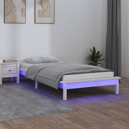 Cadru de pat, alb, 90x190 cm, lemn masiv, single GartenMobel Dekor
