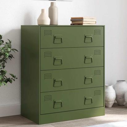Bufeta verde măslină 67x39x83 cm oțel GartenMobel Dekor