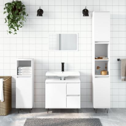 Set mobilier de baie, 3 piese, alb, lemn compozit GartenMobel Dekor