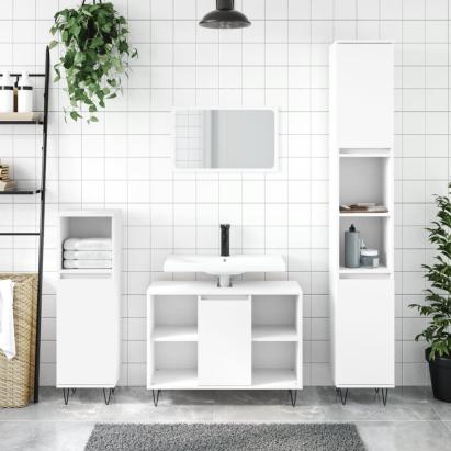 Set mobilier de baie, 3 piese, alb, lemn compozit GartenMobel Dekor