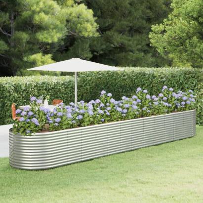 Strat înălțat grădină argintiu, oțel vopsit electrostatic GartenMobel Dekor