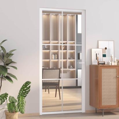 Ușă de interior, 93x201,5 cm, alb, sticlă ESG și aluminiu GartenMobel Dekor