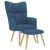 Scaun de relaxare cu taburet, albastru, textil GartenMobel Dekor