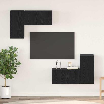 Set Cabinet TV cu raft cu depozitare cu ușă 4 pcs Stejar negru 60 x 30 x 30 cm GartenMobel Dekor
